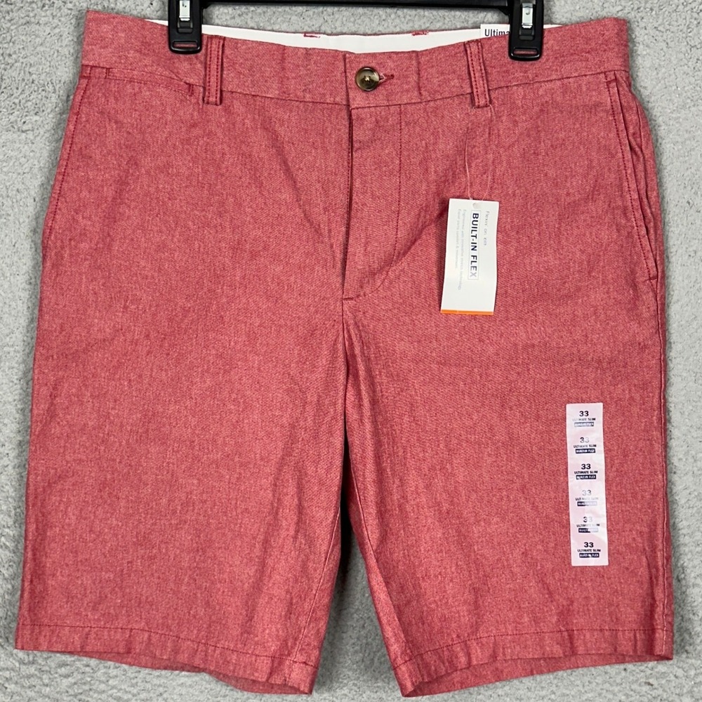 NEW Old Navy Shorts Mens 33 Ultimate Slim Red Built-in Flex Chino Stretch Casual